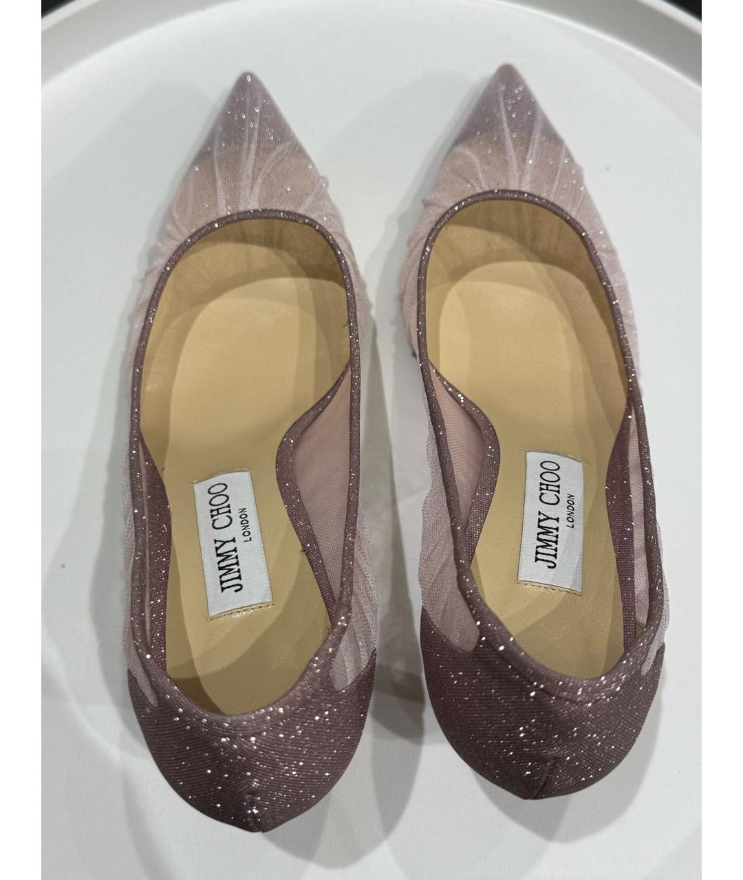 JIMMY CHOO Фиолетовые текстильные лодочки на низком каблуке, фото 3