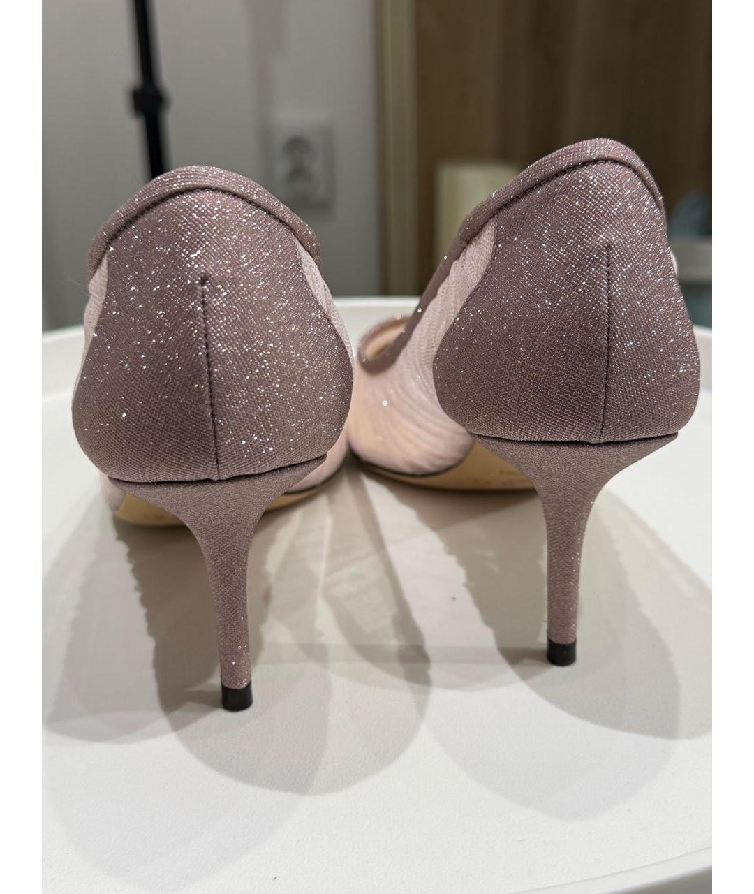 JIMMY CHOO Фиолетовые текстильные лодочки на низком каблуке, фото 4