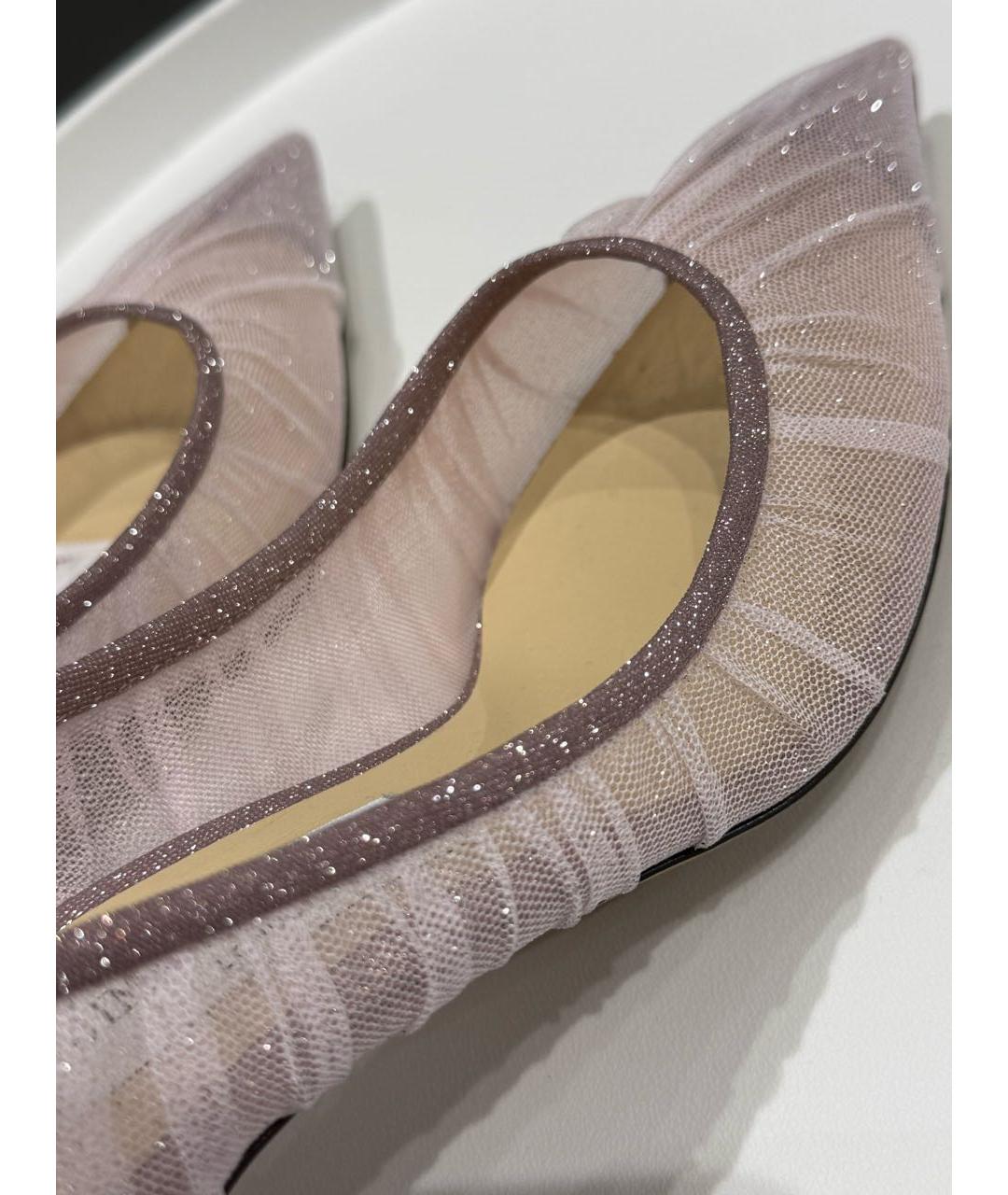 JIMMY CHOO Фиолетовые текстильные лодочки на низком каблуке, фото 7