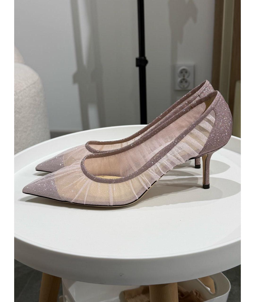 JIMMY CHOO Фиолетовые текстильные лодочки на низком каблуке, фото 9