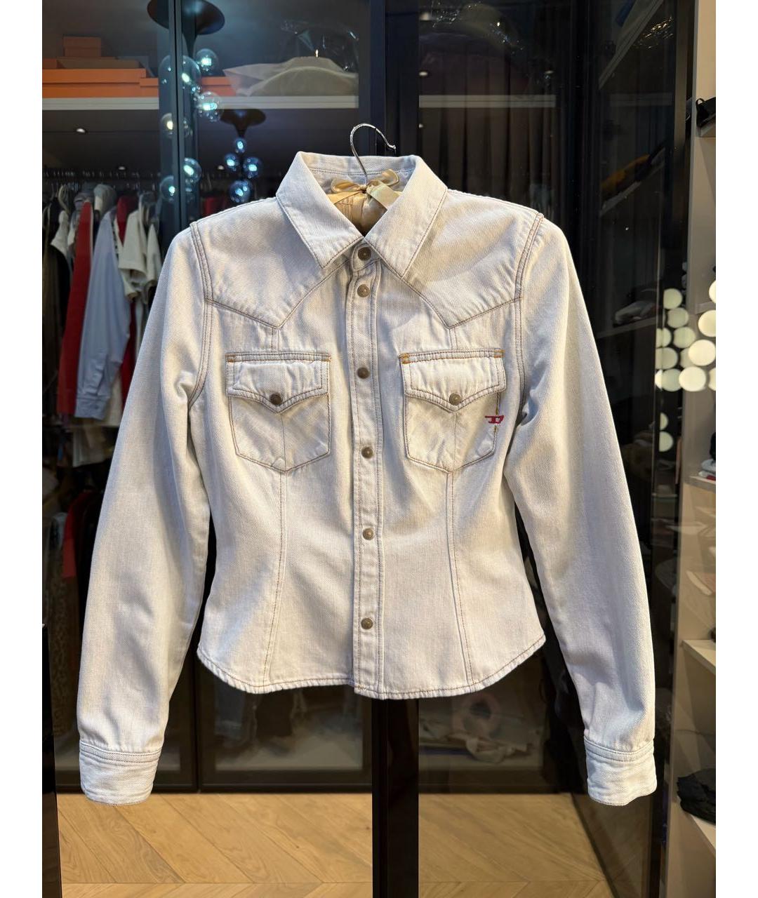 DIESEL Голубая деним блузы, фото 5