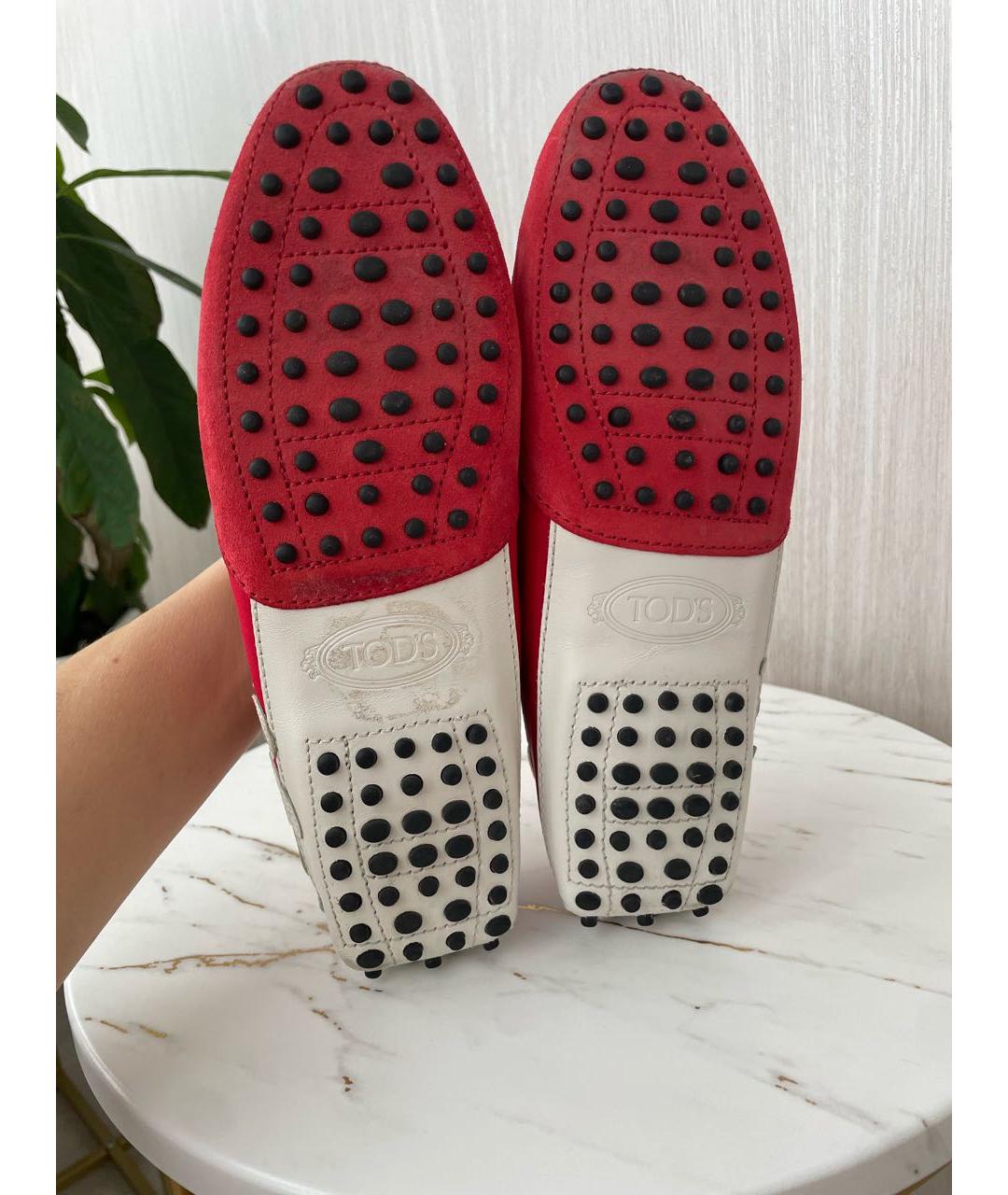 TOD'S Красные кожаные мокасины, фото 6