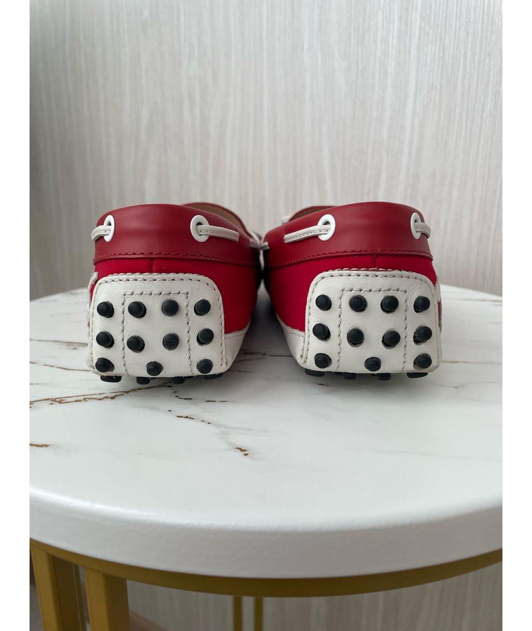 TOD'S Красные кожаные мокасины, фото 4