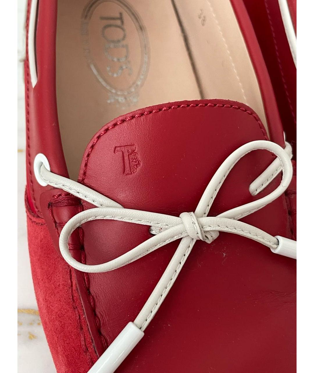 TOD'S Красные кожаные мокасины, фото 7