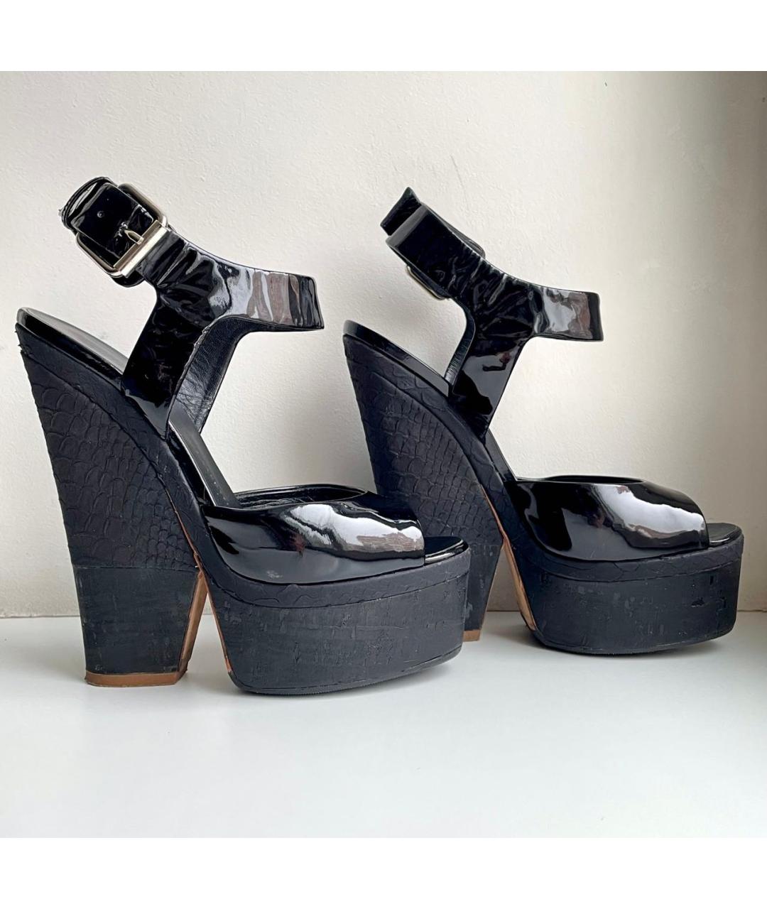 GIUSEPPE ZANOTTI DESIGN Черные босоножки из лакированной кожи, фото 2