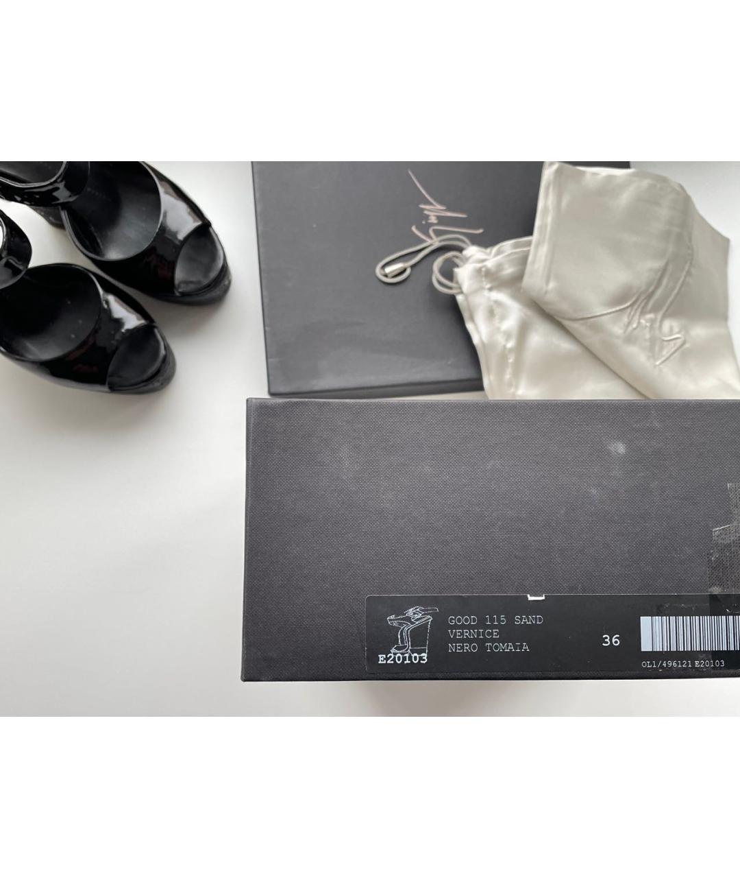 GIUSEPPE ZANOTTI DESIGN Черные босоножки из лакированной кожи, фото 3