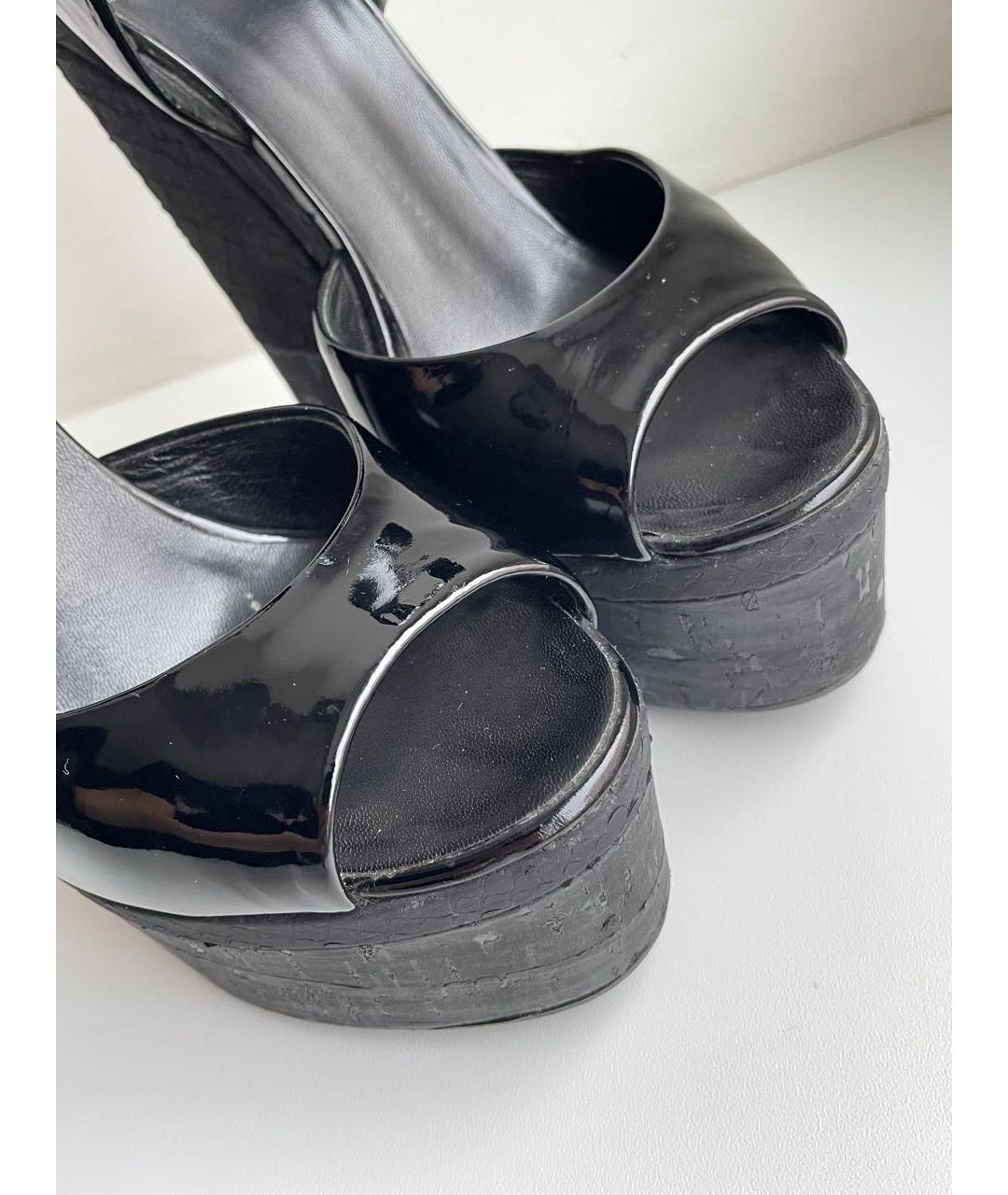 GIUSEPPE ZANOTTI DESIGN Черные босоножки из лакированной кожи, фото 7