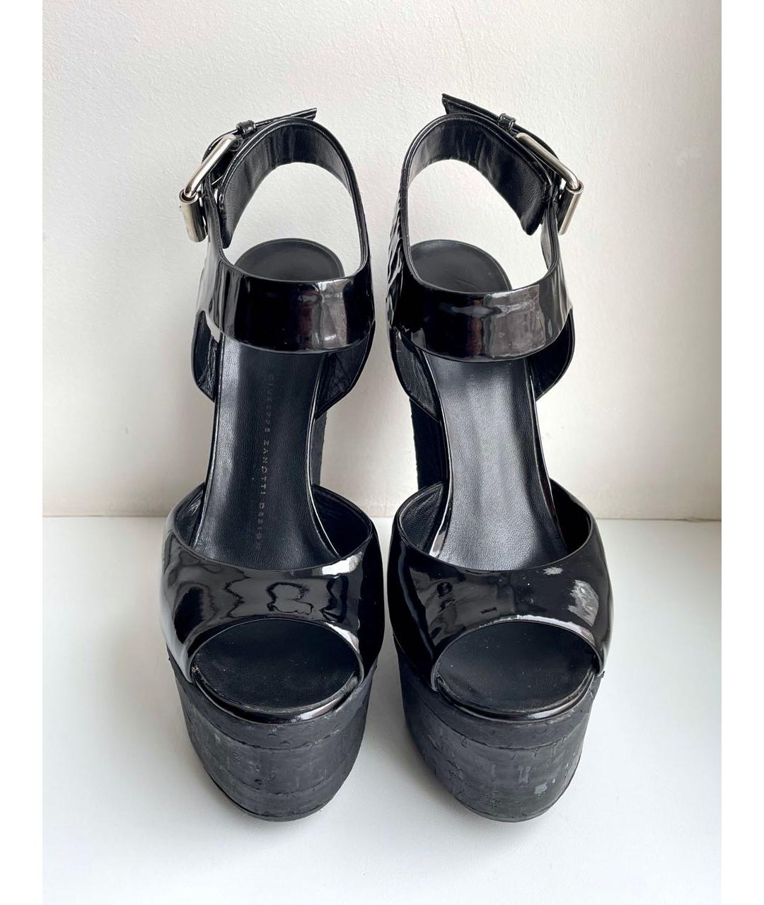 GIUSEPPE ZANOTTI DESIGN Черные босоножки из лакированной кожи, фото 5