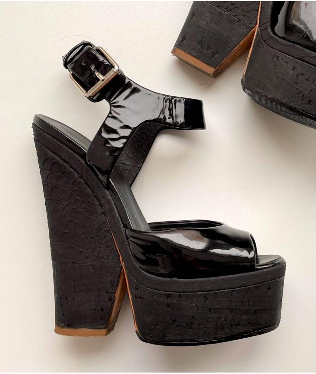 GIUSEPPE ZANOTTI DESIGN Черные босоножки из лакированной кожи, фото 9