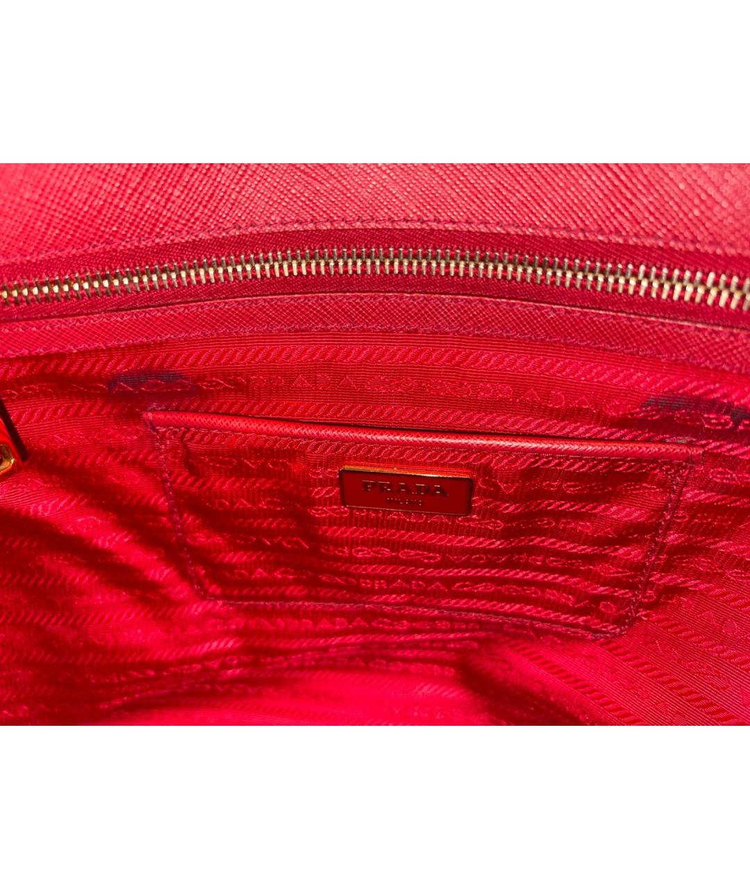 PRADA Красная кожаная сумка с короткими ручками, фото 5