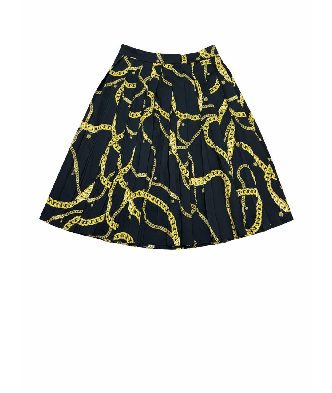 VERSACE Черная шелковая юбка миди, фото 1