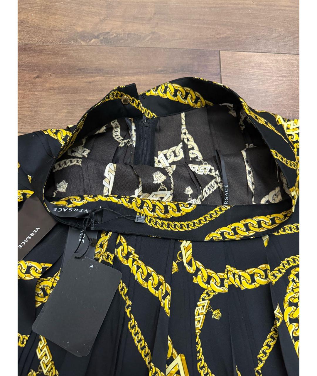 VERSACE Черная шелковая юбка миди, фото 2