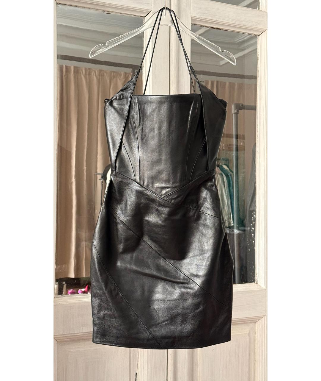 16ARLINGTON Черное кожаное вечернее платье, фото 7