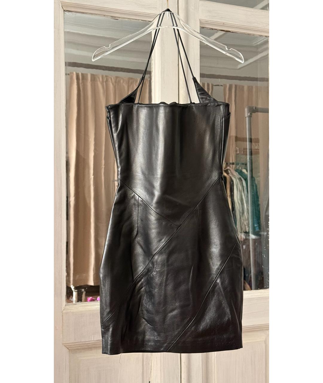 16ARLINGTON Черное кожаное вечернее платье, фото 2