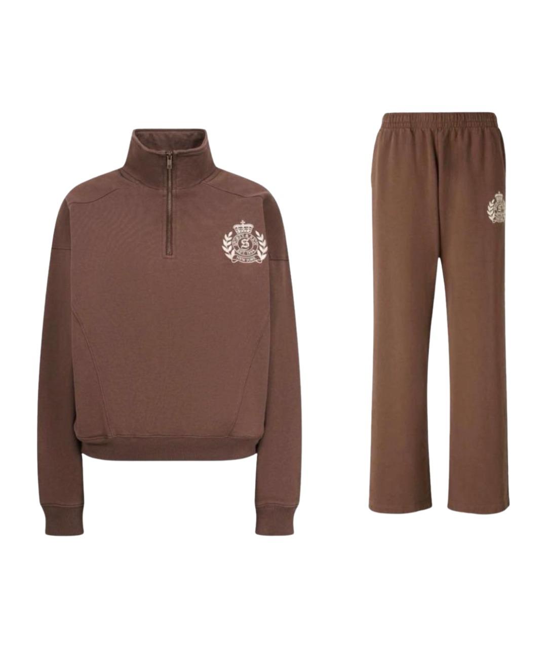 SPORTY AND RICH Коричневый хлопковый костюм с брюками, фото 1
