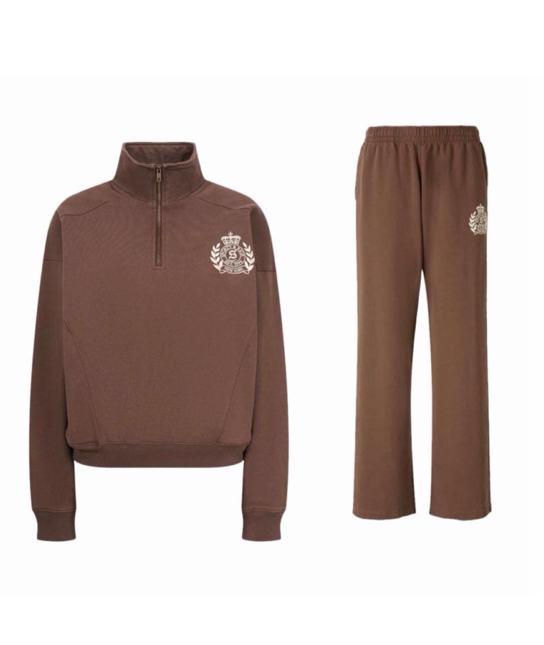 SPORTY AND RICH Коричневый хлопковый костюм с брюками, фото 7