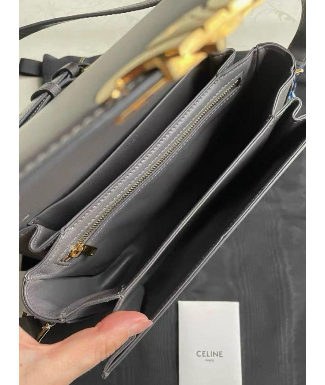 CELINE Серая кожаная сумка через плечо, фото 5