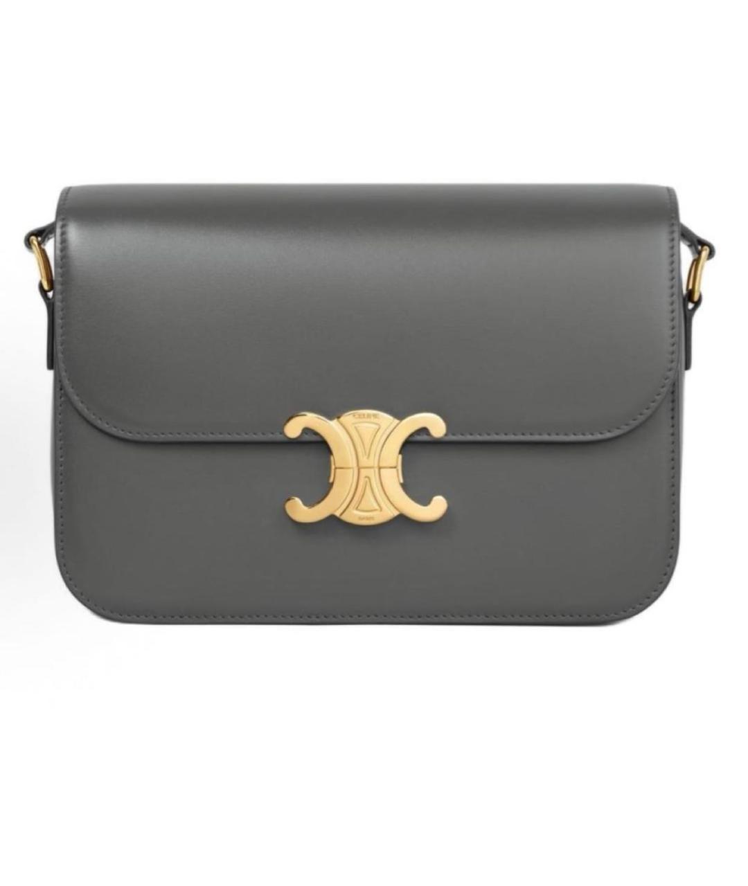 CELINE Серая кожаная сумка через плечо, фото 8