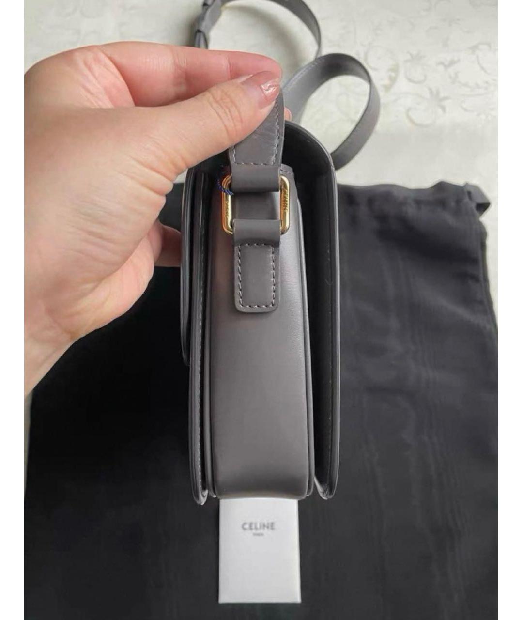 CELINE Серая кожаная сумка через плечо, фото 4