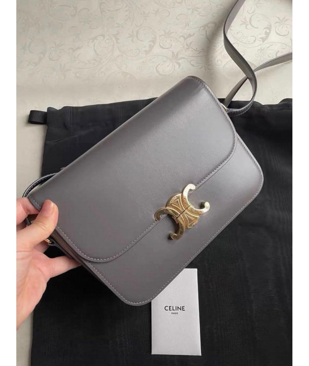 CELINE Серая кожаная сумка через плечо, фото 2