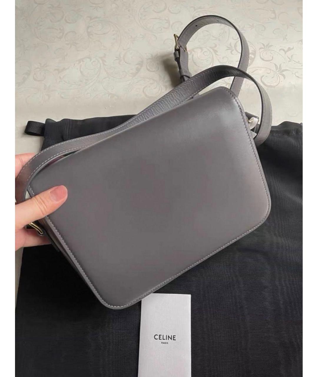CELINE Серая кожаная сумка через плечо, фото 3