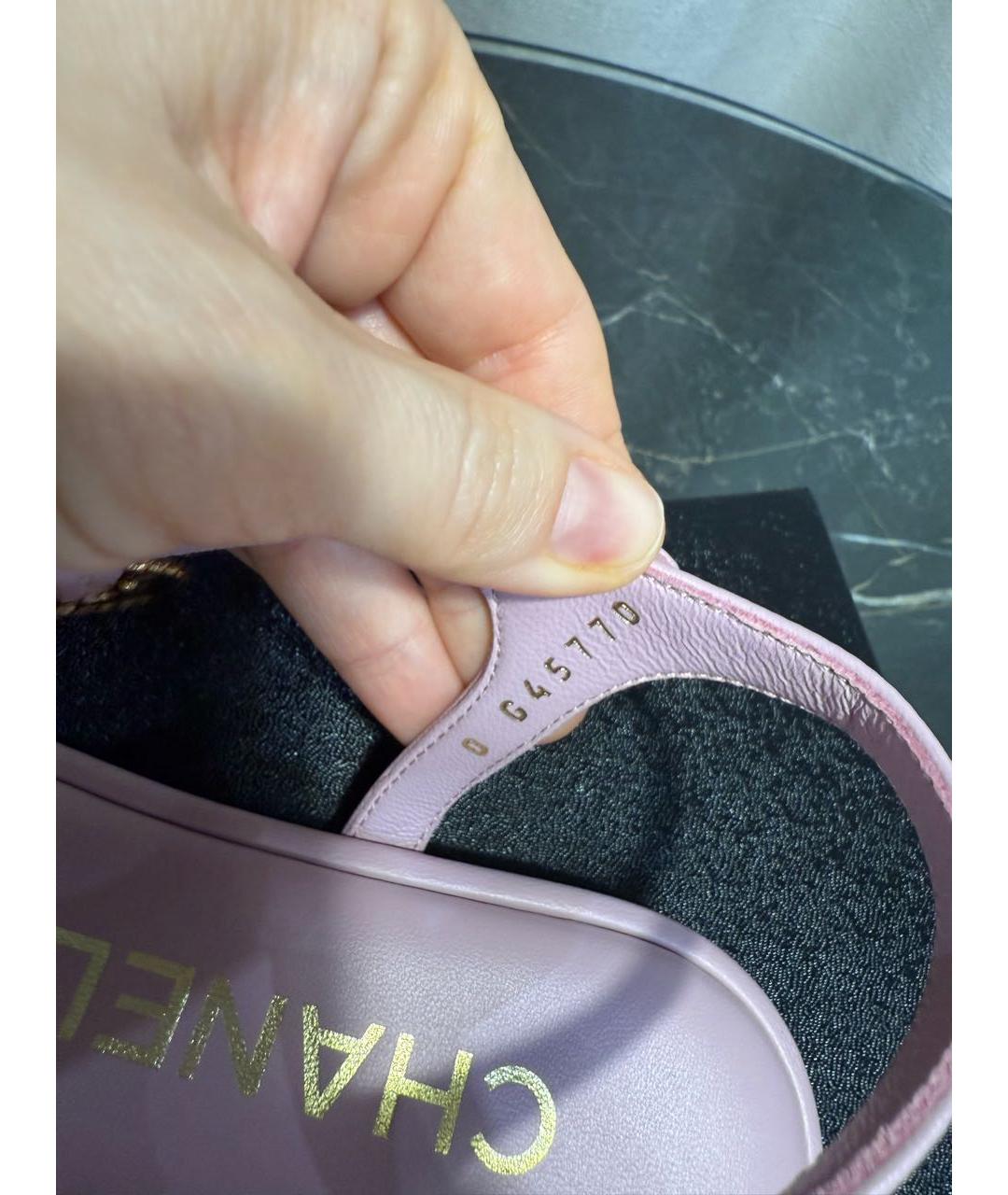 CHANEL Розовые кожаные сандалии, фото 5