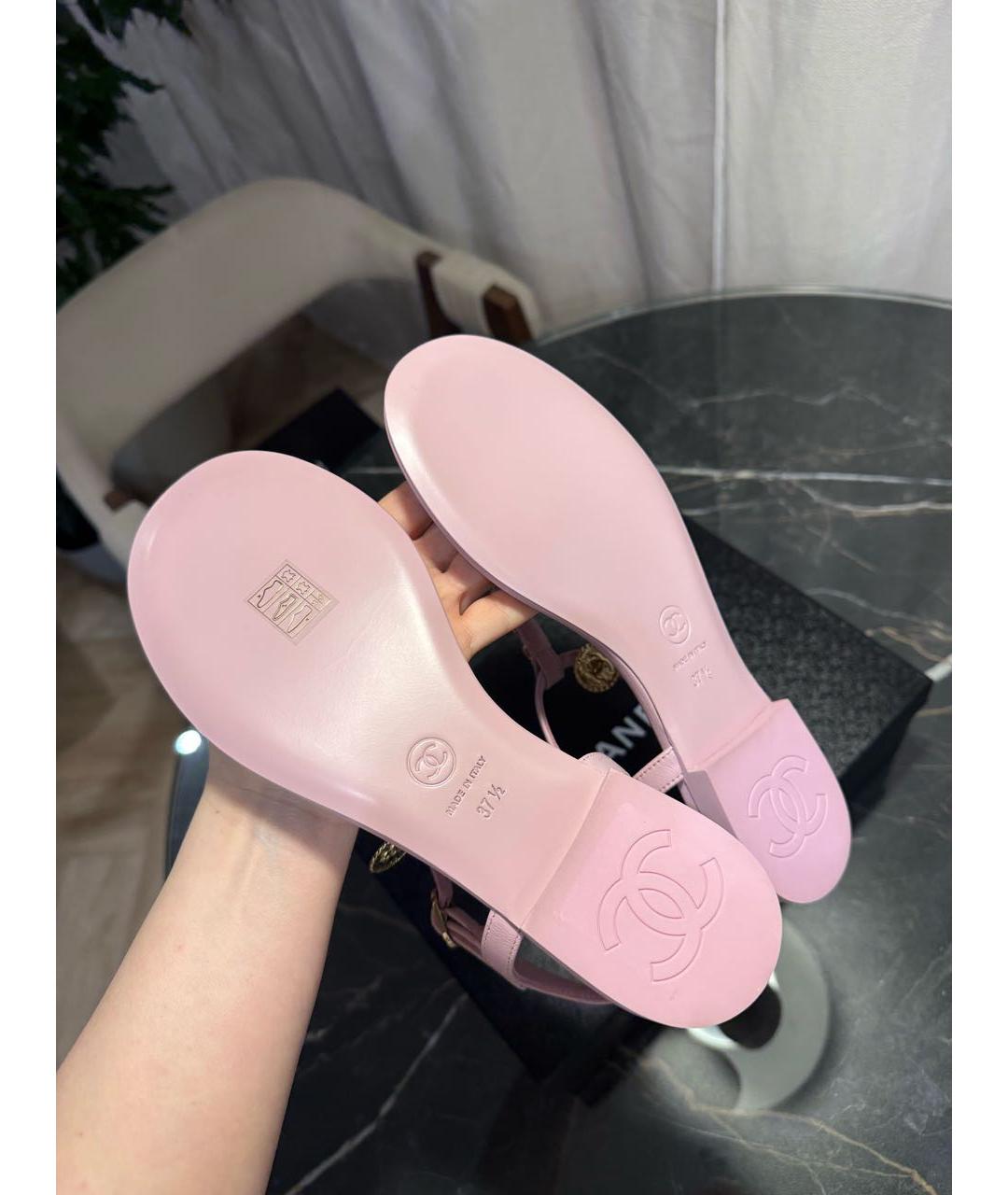 CHANEL Розовые кожаные сандалии, фото 4