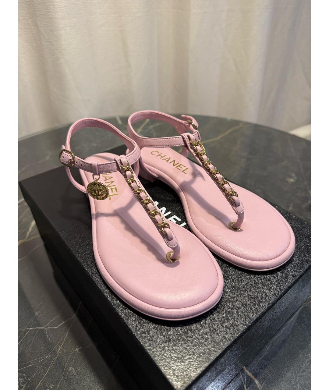 CHANEL Розовые кожаные сандалии, фото 3