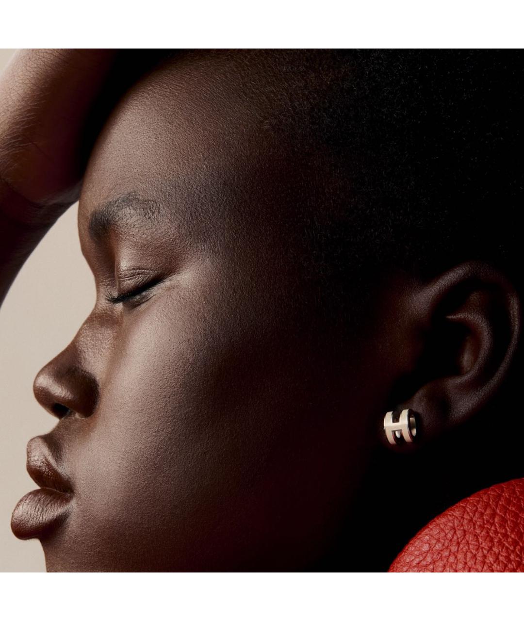 HERMES Белые металлические серьги, фото 3