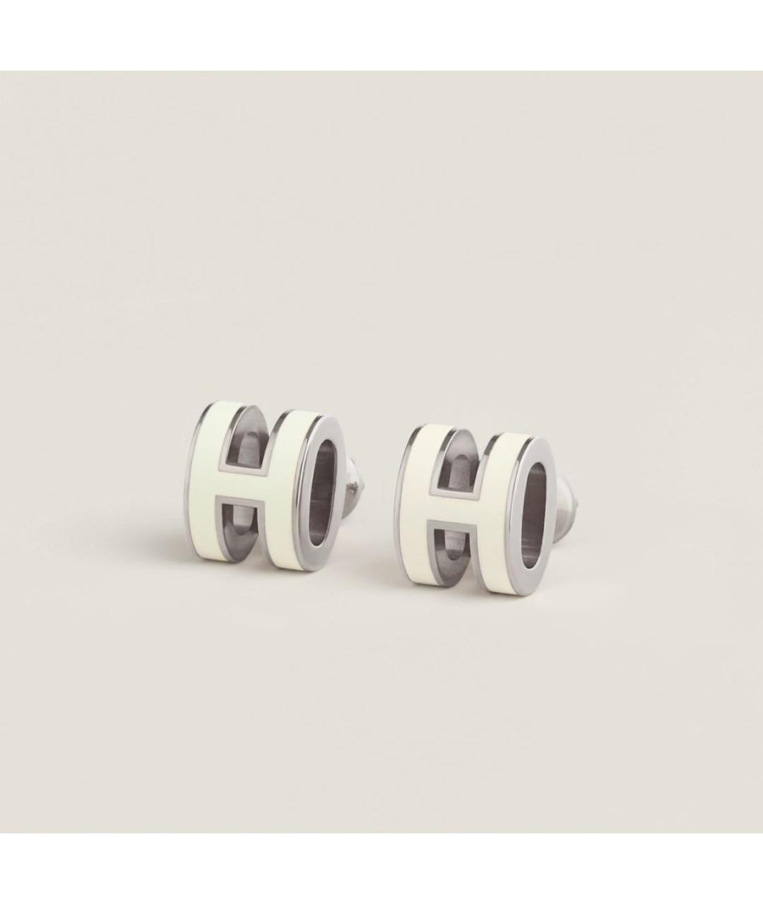 HERMES Белые металлические серьги, фото 4