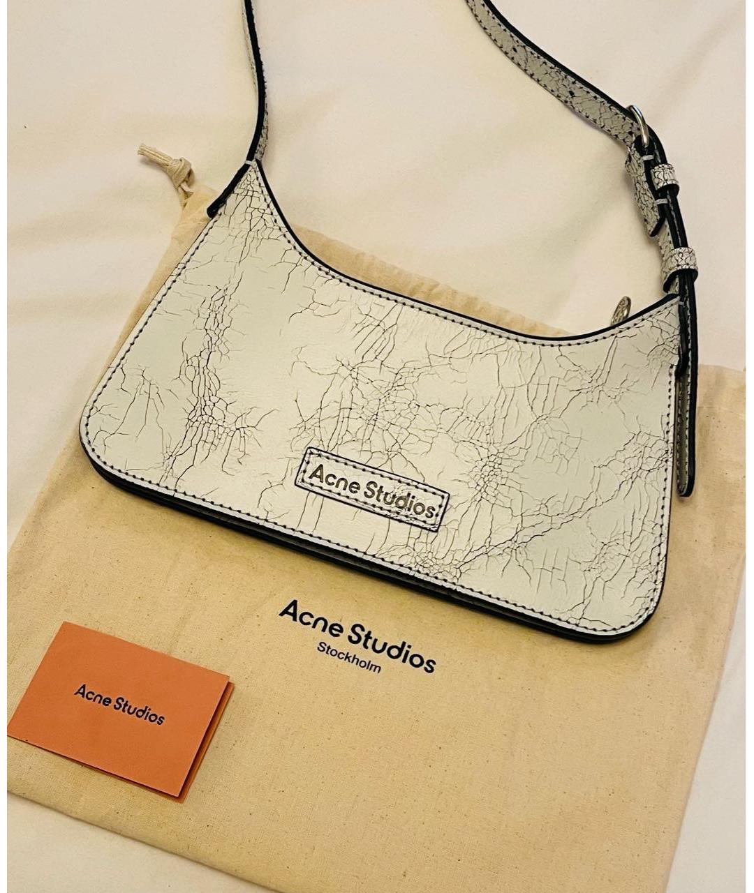 ACNE STUDIOS Белая кожаная сумка через плечо, фото 5
