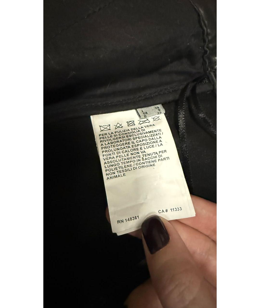 PINKO Черная кожаная юбка мини, фото 5