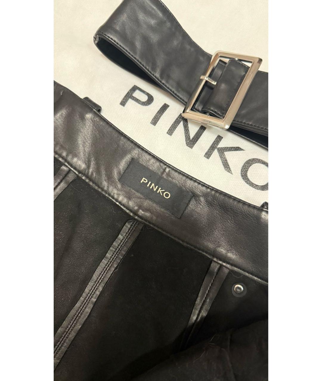PINKO Черная кожаная юбка мини, фото 4