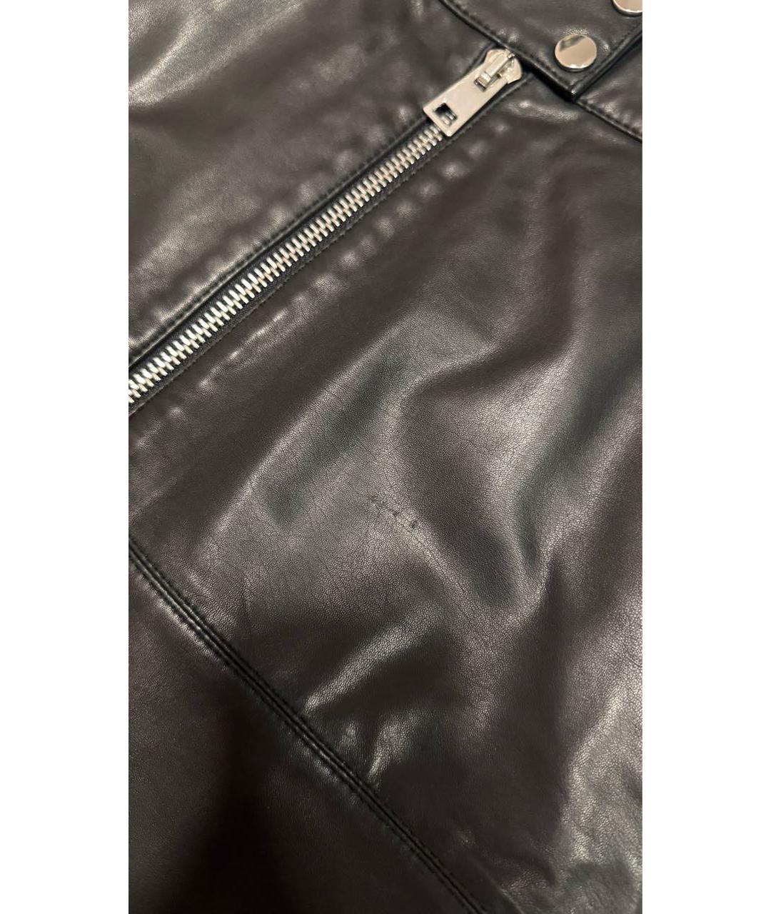 PINKO Черная кожаная юбка мини, фото 7