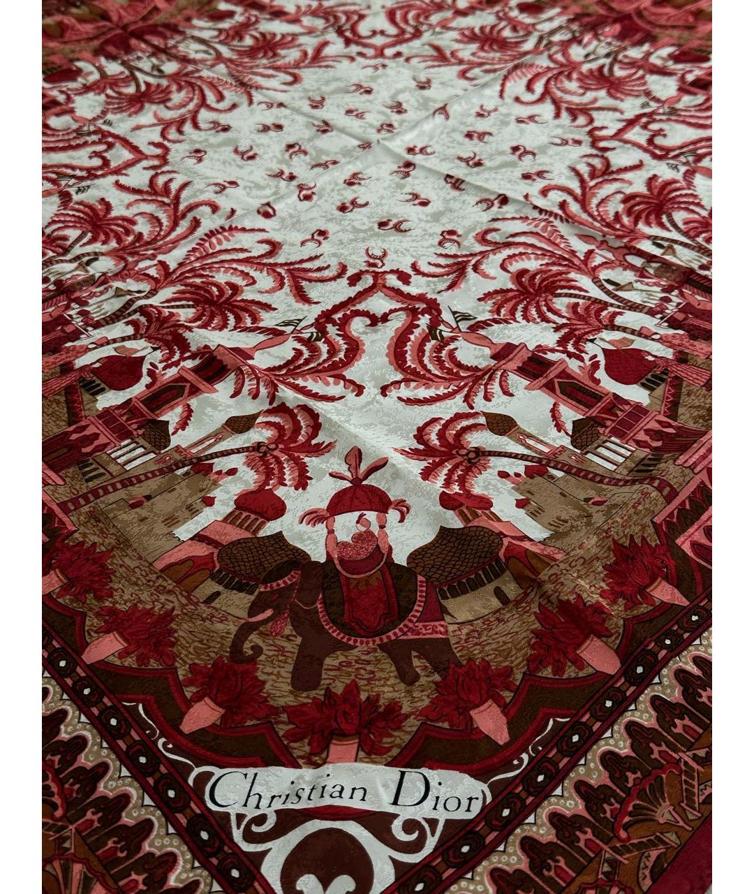CHRISTIAN DIOR Бордовый шелковый платок, фото 2