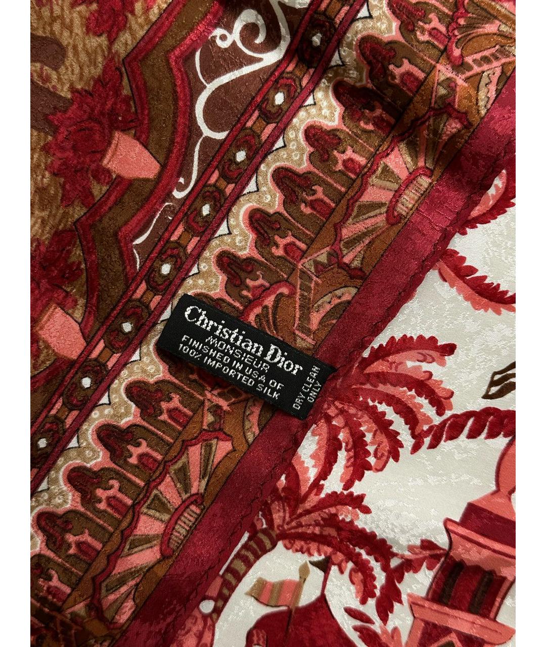 CHRISTIAN DIOR Бордовый шелковый платок, фото 4