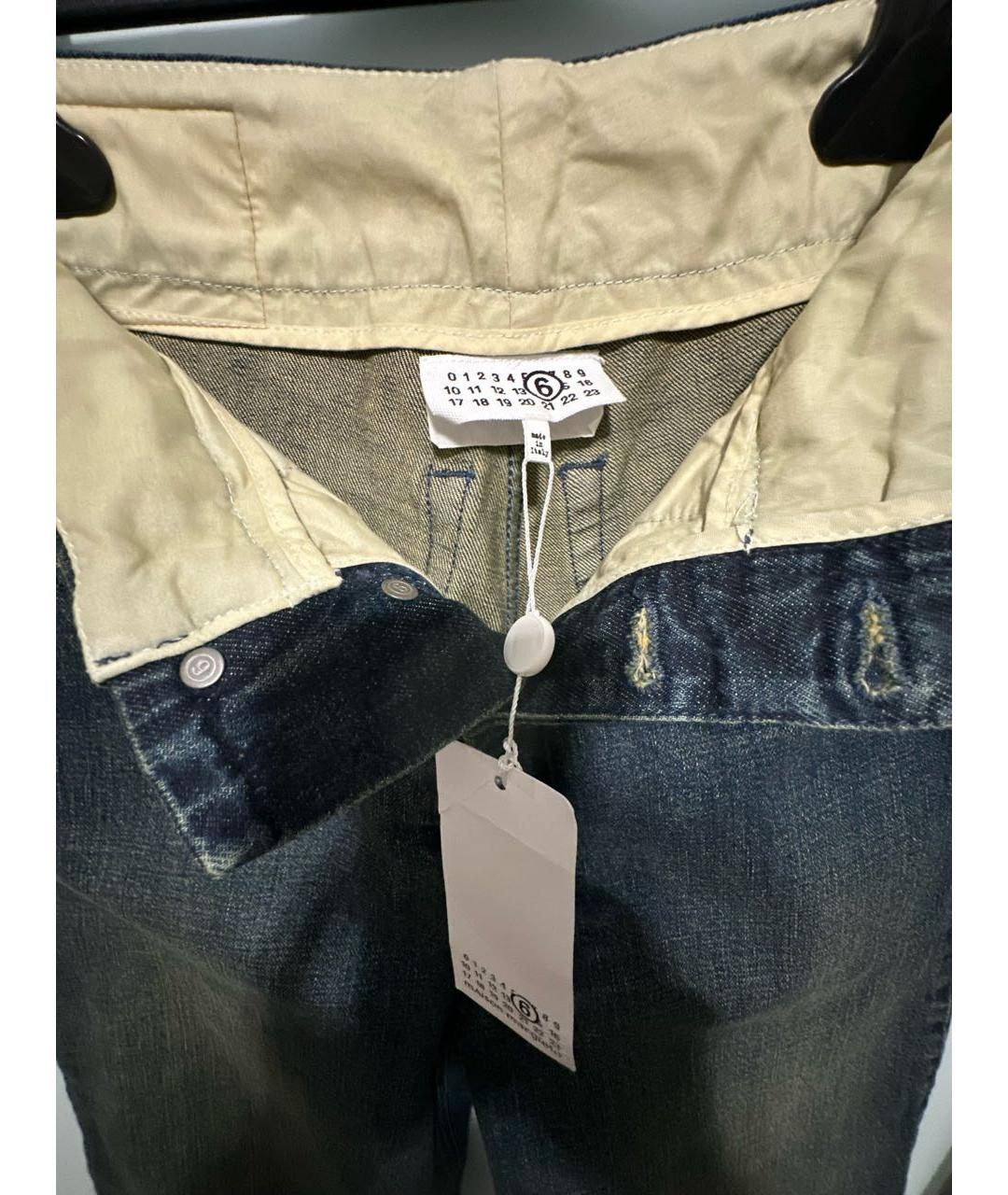 MM6 MAISON MARGIELA Темно-синие хлопковые прямые джинсы, фото 3