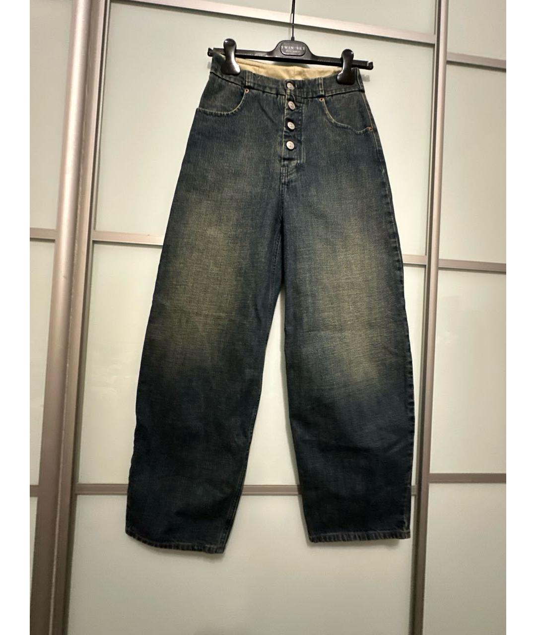 MM6 MAISON MARGIELA Темно-синие хлопковые прямые джинсы, фото 7