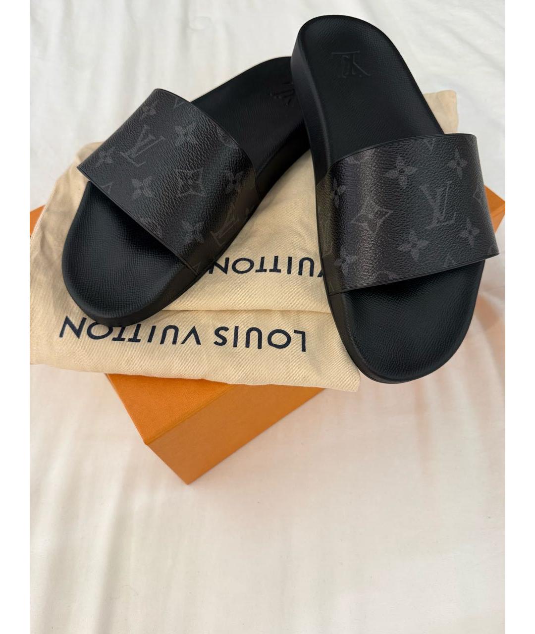 LOUIS VUITTON Черные шлепанцы, фото 2