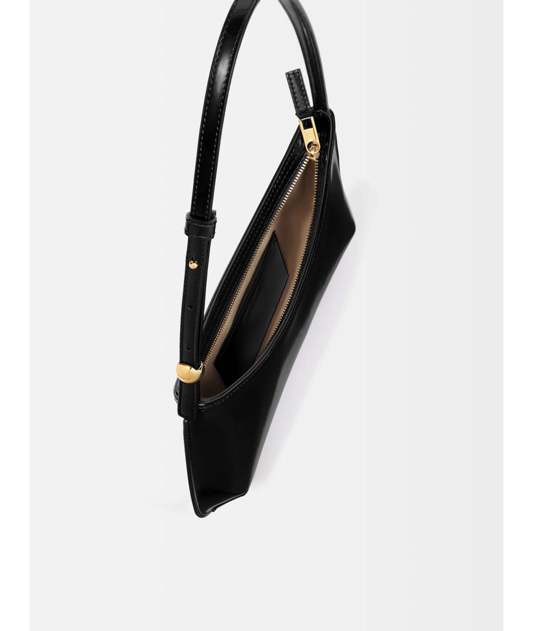 JACQUEMUS Черная кожаная сумка через плечо, фото 3