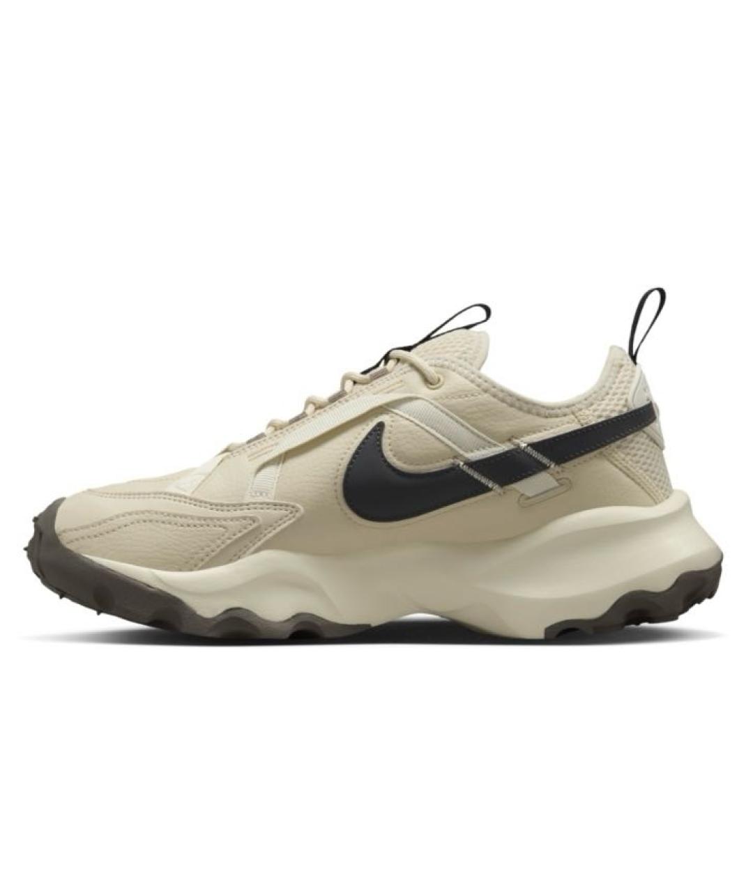 NIKE Бежевые кожаные низкие кроссовки / кеды, фото 4