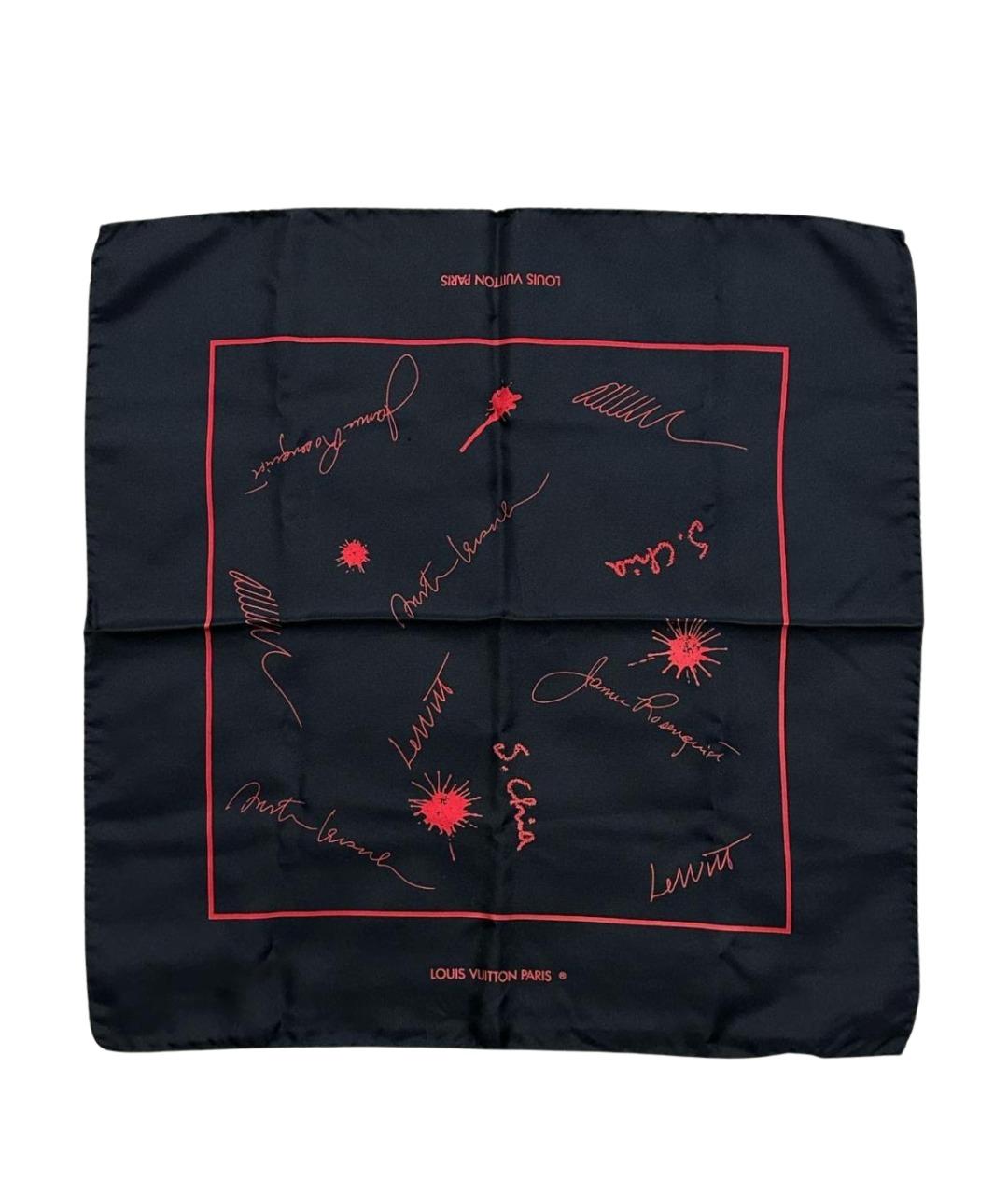 LOUIS VUITTON Черный шелковый платок, фото 1