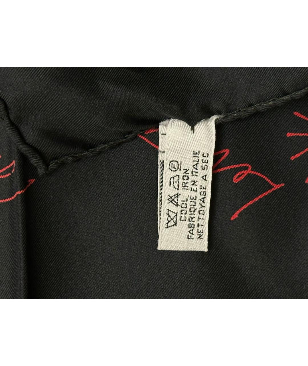 LOUIS VUITTON Черный шелковый платок, фото 5