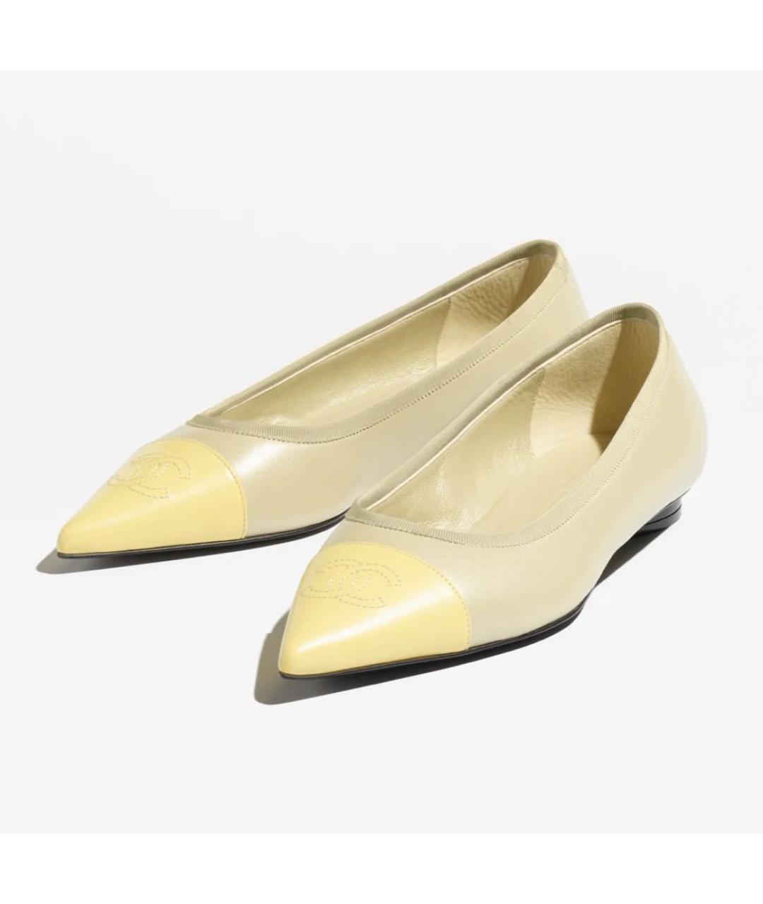 CHANEL Бежевые кожаные балетки, фото 2