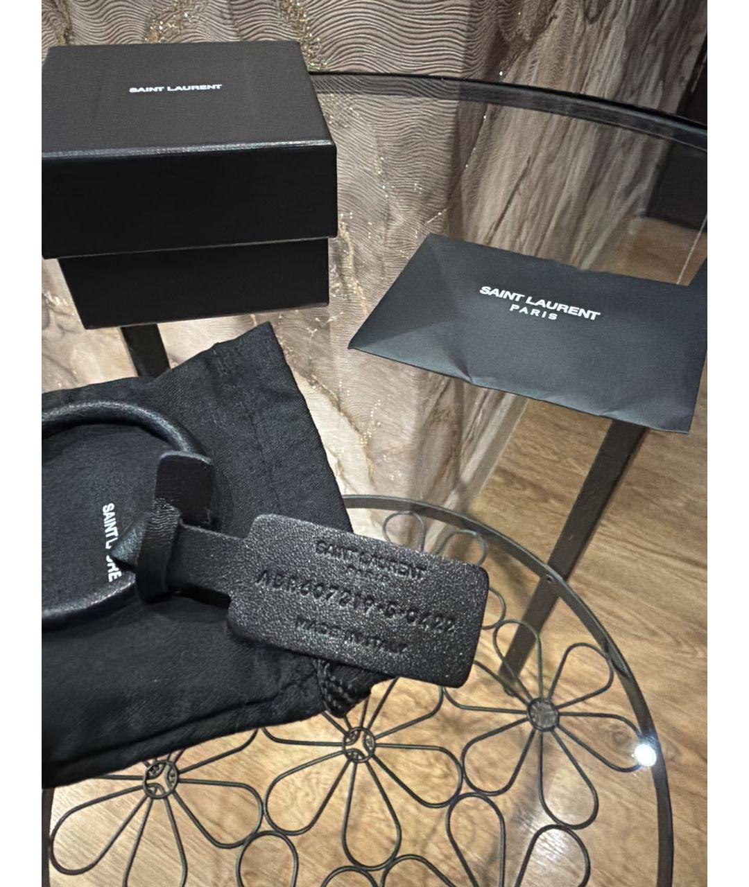 SAINT LAURENT Черный кожаный браслет, фото 3