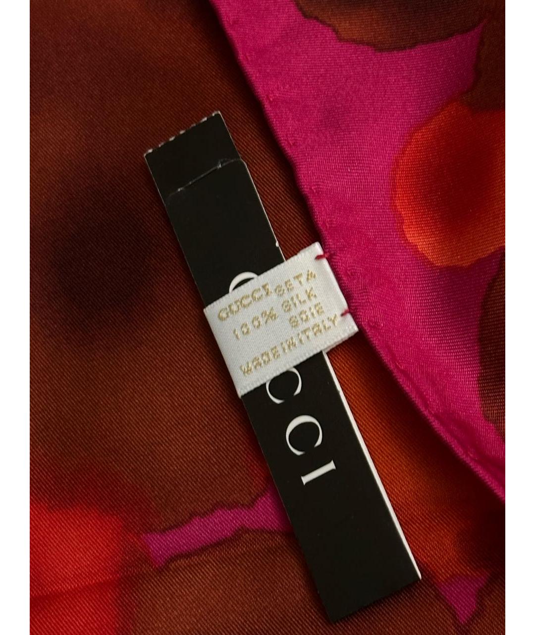 GUCCI Красный шелковый платок, фото 3