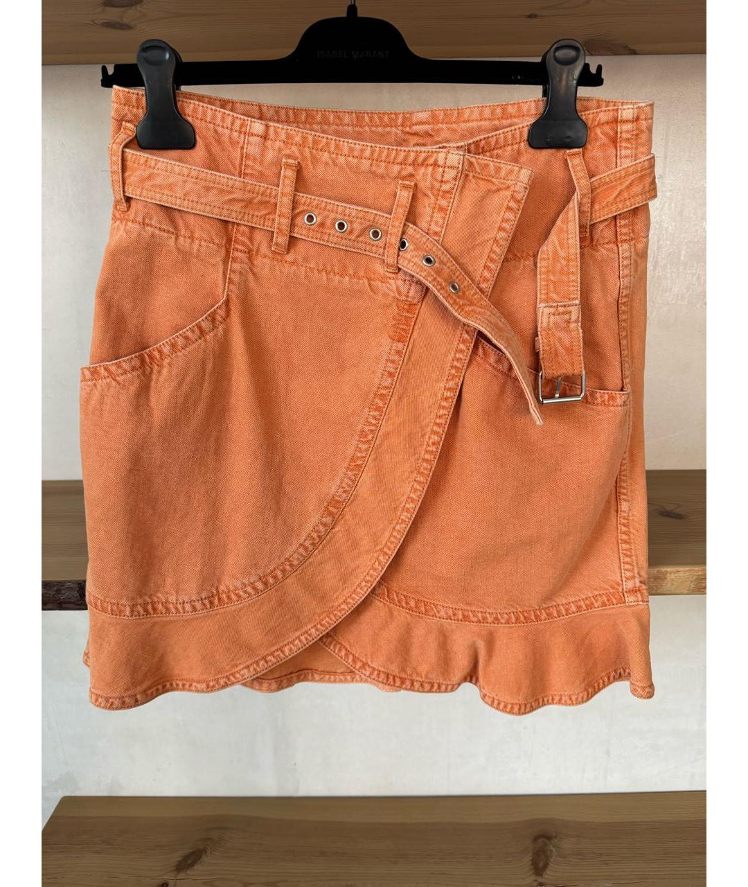 ISABEL MARANT Оранжевая хлопковая юбка мини, фото 3