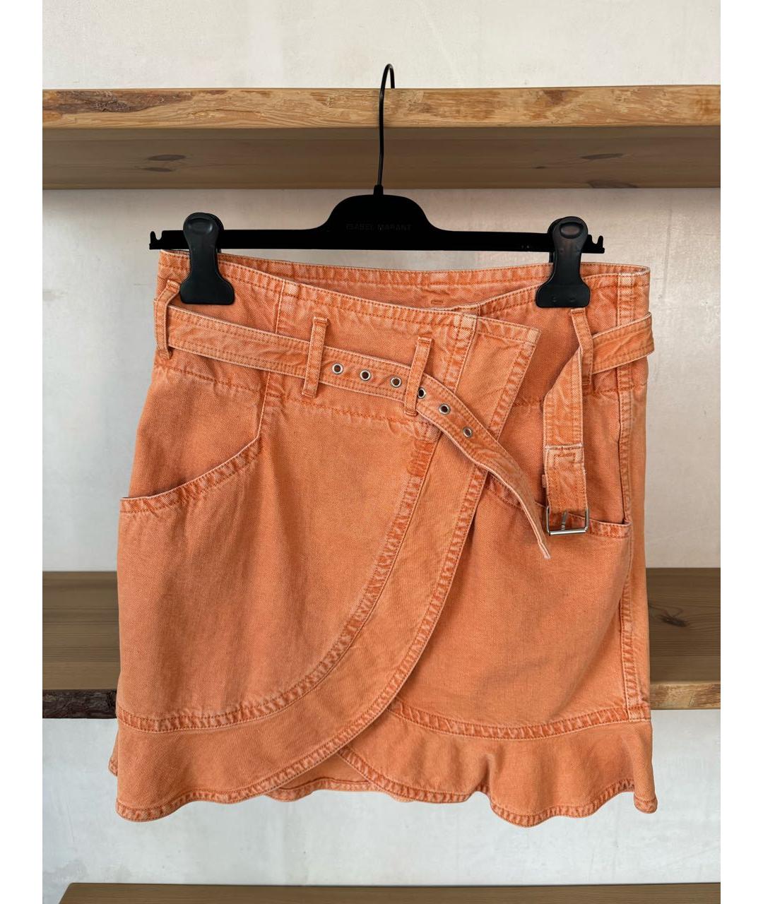 ISABEL MARANT Оранжевая хлопковая юбка мини, фото 2