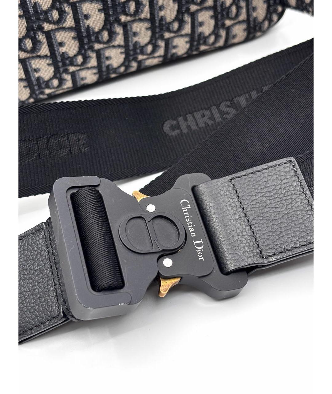 CHRISTIAN DIOR Черная тканевая поясная сумка, фото 3