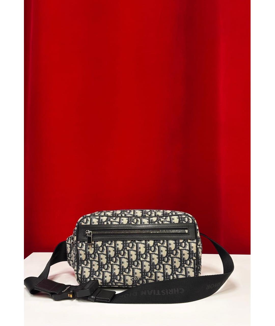 CHRISTIAN DIOR Черная тканевая поясная сумка, фото 5
